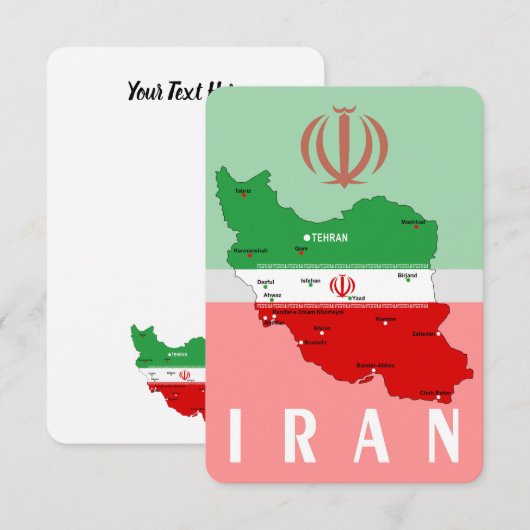 Carte de l'Iran avec drapeau et emblème (Devant / Derrière)