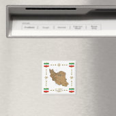Carte de l'Iran + Magnet des drapeaux (In Situ (Lave-vaisselle))