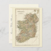 Carte de l'Irlande 1862 Mariage Save The Date (Lar (Devant / Derrière)