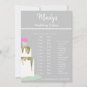 Carte de liste de prix de cupcakes de boulangerie 