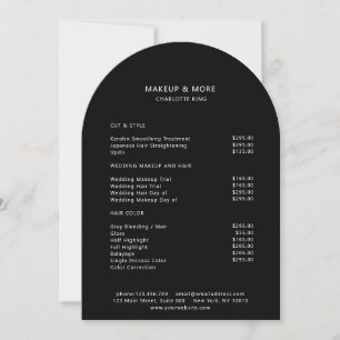 Carte de liste de prix de salon moderne, minimalis