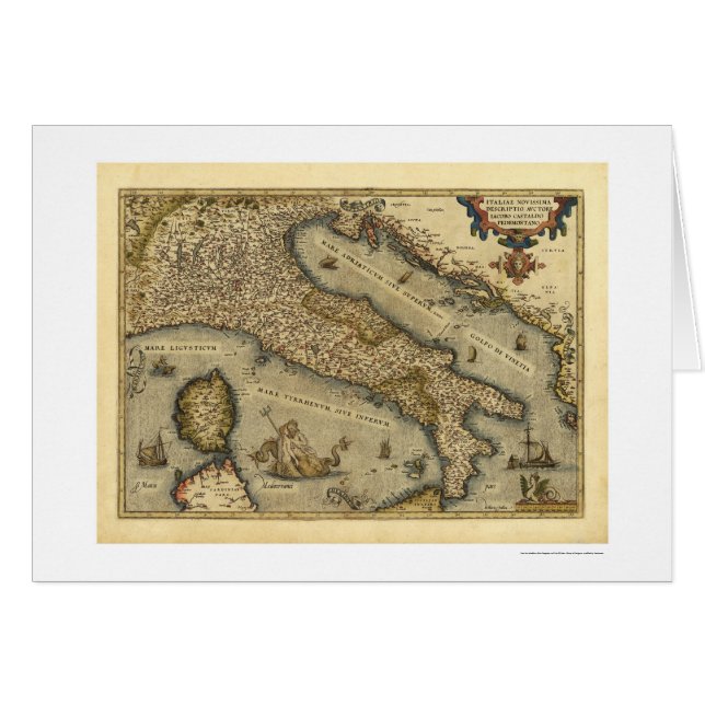 Carte de l'Italie par Ortelius 1570 (Devant horizontal)