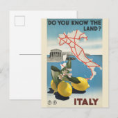 Carte de l'Italie vintage affiche de voyage (Devant / Derrière)