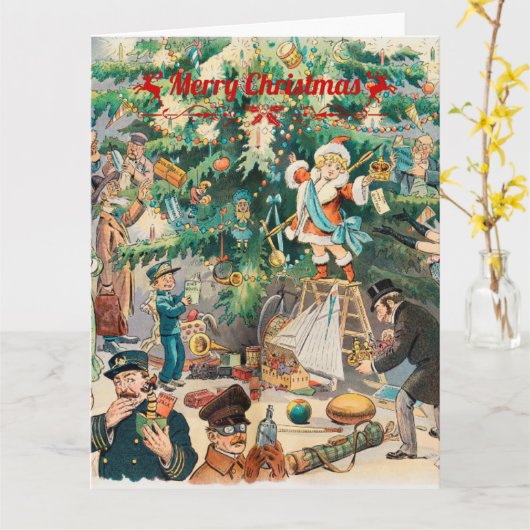 Carte de lithographie de l'arbre de Noël (Fleur jaune)