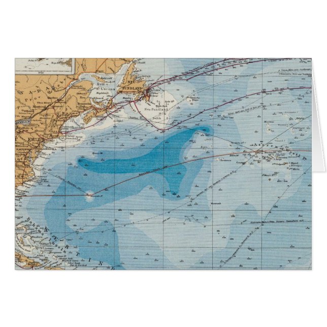Carte de l'océan Atlantique Nord (Devant horizontal)