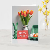 Carte de l'oeuf de lapin de célébration printanièr (Fleur jaune)