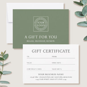 Carte de logo d'entreprise de certificat-cadeau él