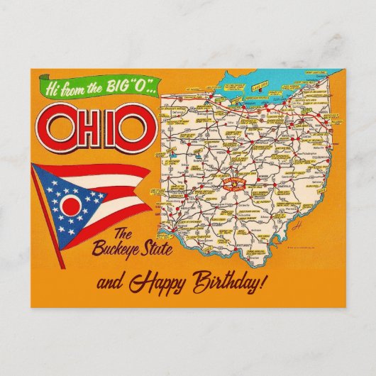 Carte de l'Ohio pour occasions Carte postale (Devant)