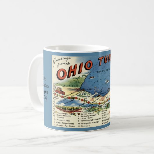 Carte de l'Ohio Turnpike sur un Mug (Devant gauche)