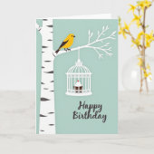 Carte de l'oiseau doré joyeux (Fleur jaune)