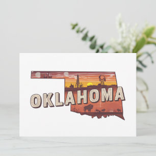 Carte de l'Oklahoma illustrée vintage pour voyage