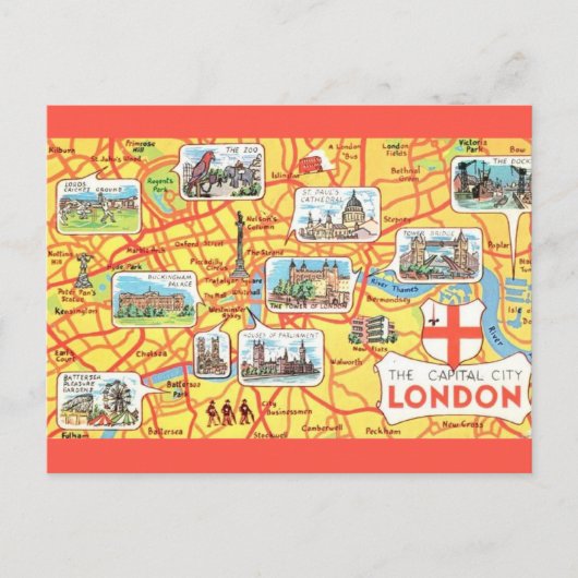 Carte de Londres Angleterre illustrée de manière c (Devant)