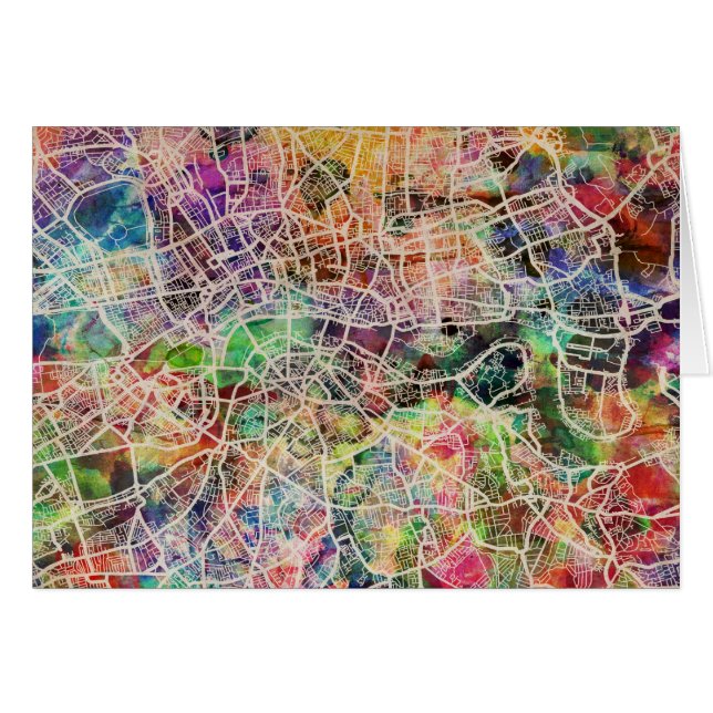 Carte de Londres Art Watercolor (Devant horizontal)