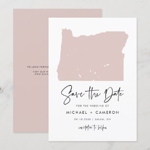 Carte de l'Oregon rose pâle minimaliste Mariage de