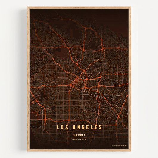 Carte de Los Angeles Impression d'art mural Affich