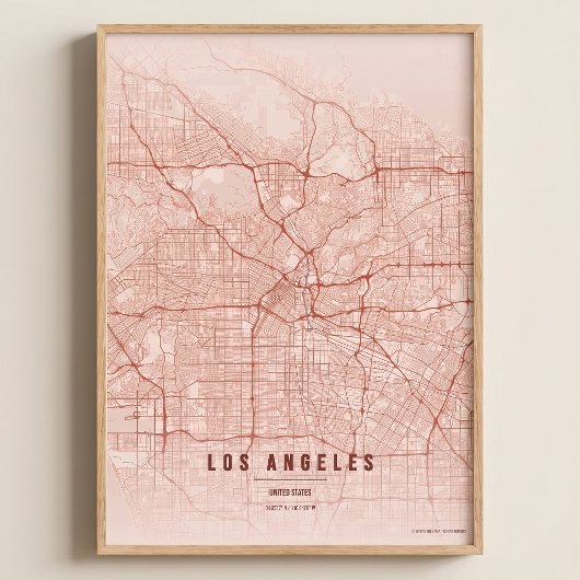 Carte de Los Angeles LA Impression sur toile Poste