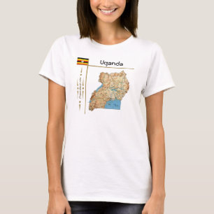 Carte de l'Ouganda + Drapeau + Titre T-shirt