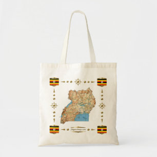 Carte de l'Ouganda + sac drapeaux