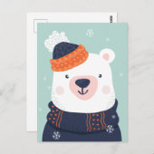 Carte de l'ours mignon d'hiver (Devant / Derrière)