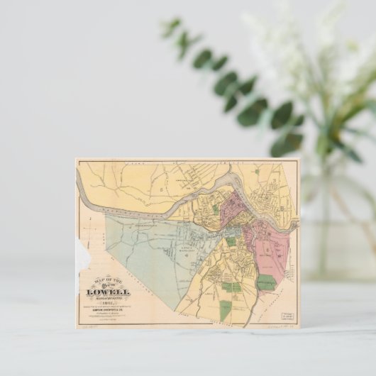 Carte de Lowell, Massachusets (1881) (Debout devant)