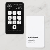 CARTE DE LOYAUTÉ DE STYLE KEYPAD DE LOYAUTÉ NOIR (Devant / Derrière)