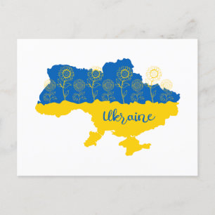 Carte de l'Ukraine avec tournesol et drapeau ukrai