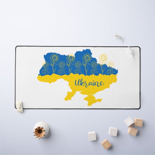 Carte de l'Ukraine avec tournesol et drapeau ukrai (Tableau pour enfants)