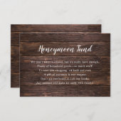 Carte de lune de miel mariage | bois foncé rustiqu (Devant / Derrière)