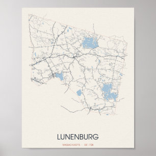 Carte de Lunenburg Massachusetts Poster