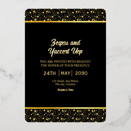 Carte de luxe noir et or Design Gold Foil (Recto)