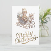 Carte de luxe Sleigh Christmas Flat Card (Debout devant)