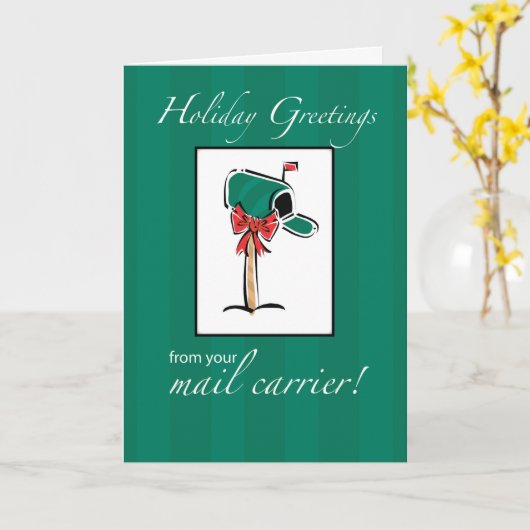 Carte De Mailman Holiday Greys, Green Mailbox (Fleur jaune)