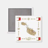 Carte de Malte + Magnet des drapeaux (Recto/Verso)