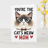 Carte de maman chat rayé (Fleur jaune)