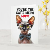 Carte de maman chat Sphynx texturé (Fleur jaune)