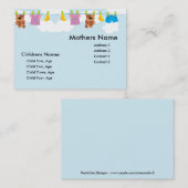 Carte de maman de corde à  linge d'enfants (Devant / Derrière)