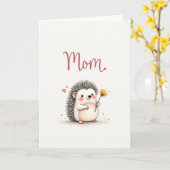 Carte de Maman Hérisson Douce (Fleur jaune)