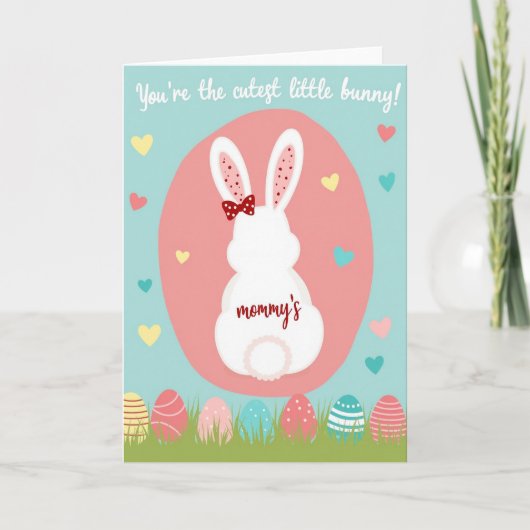 Carte de maman lapin point rose (Devant)