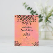 Carte de mandala rose et orange pour l'invitation (Debout devant)