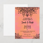 Carte de mandala rose et orange pour l'invitation (Devant / Derrière)