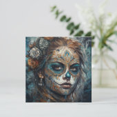 Carte de maquillage de visage turquoise pour Dia d (Debout devant)