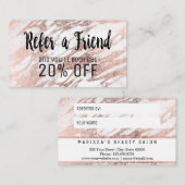 Carte de marbre blanche de référence d'or rose de (Devant / Derrière)