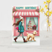 Carte de marche d'anniversaire douce (Fleur jaune)