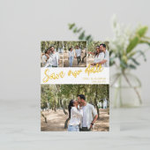 Carte de Mariage 4 Photos Enregistrez Notre Date (Debout devant)