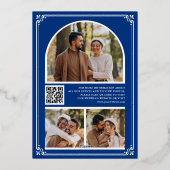 Carte de mariage à code QR bleu royal pour annonce (Verso)