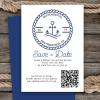 Carte de mariage à code QR d'ancre nautique Enregi