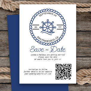 Carte de mariage à code QR de roue nautique Enregi