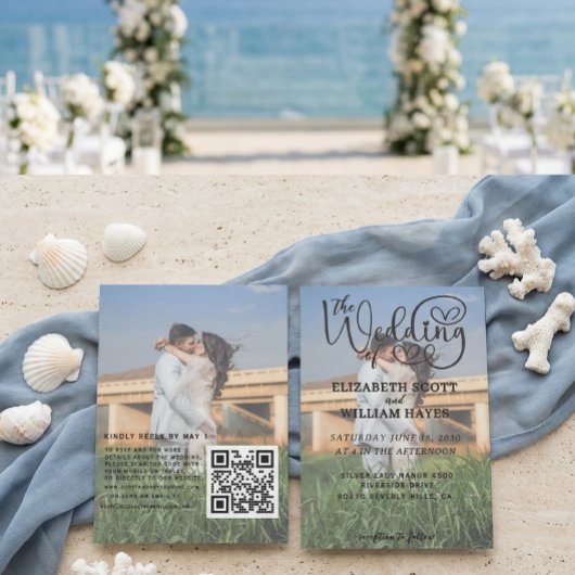 Carte de mariage à code QR photo moderne 2 écritur