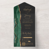 Carte de mariage à code QR vert émeraude foncé (À l'intérieur)
