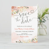 Carte de mariage à conserver avec fleurs rose past (Debout devant)